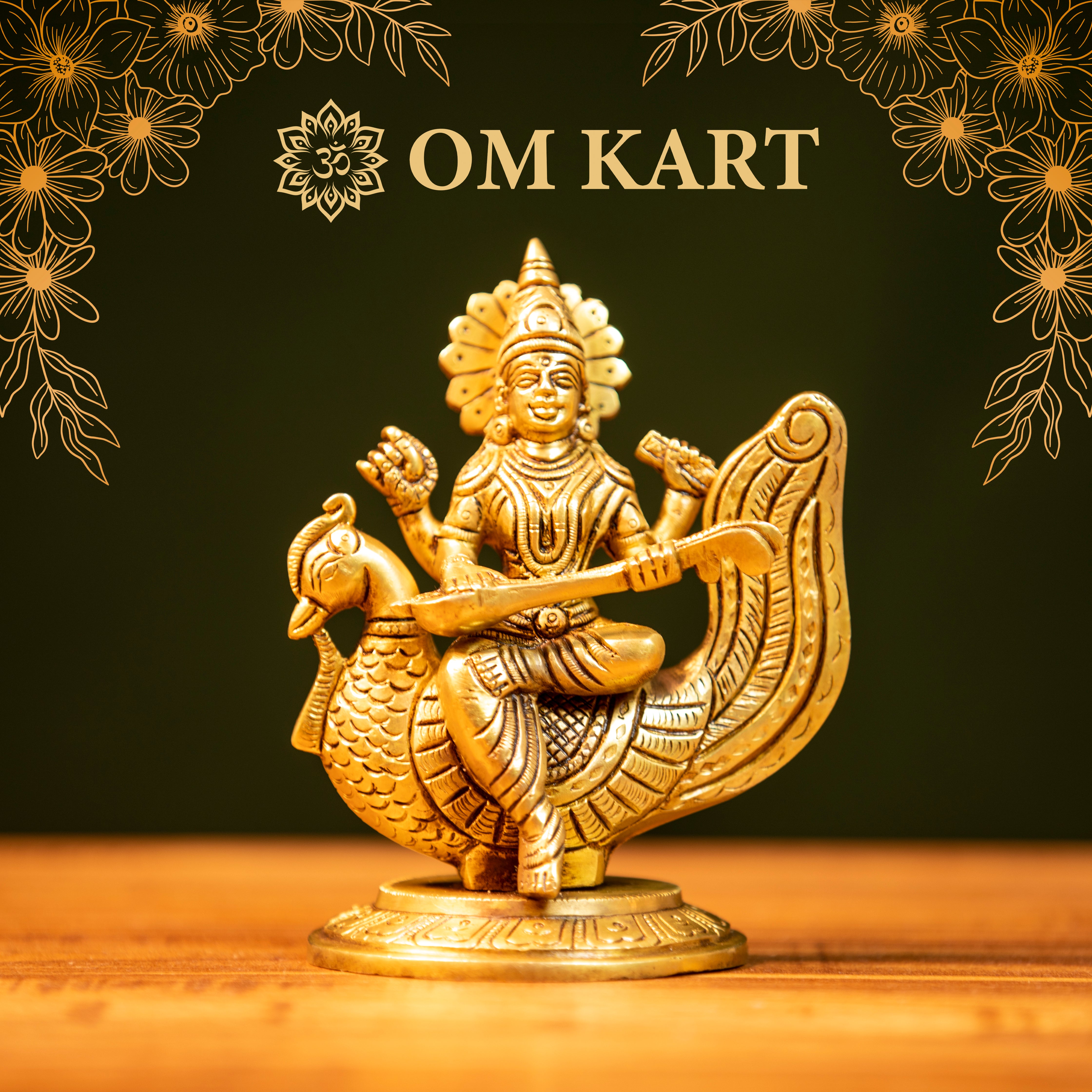 Pure Brass Goddess Saraswati Idol