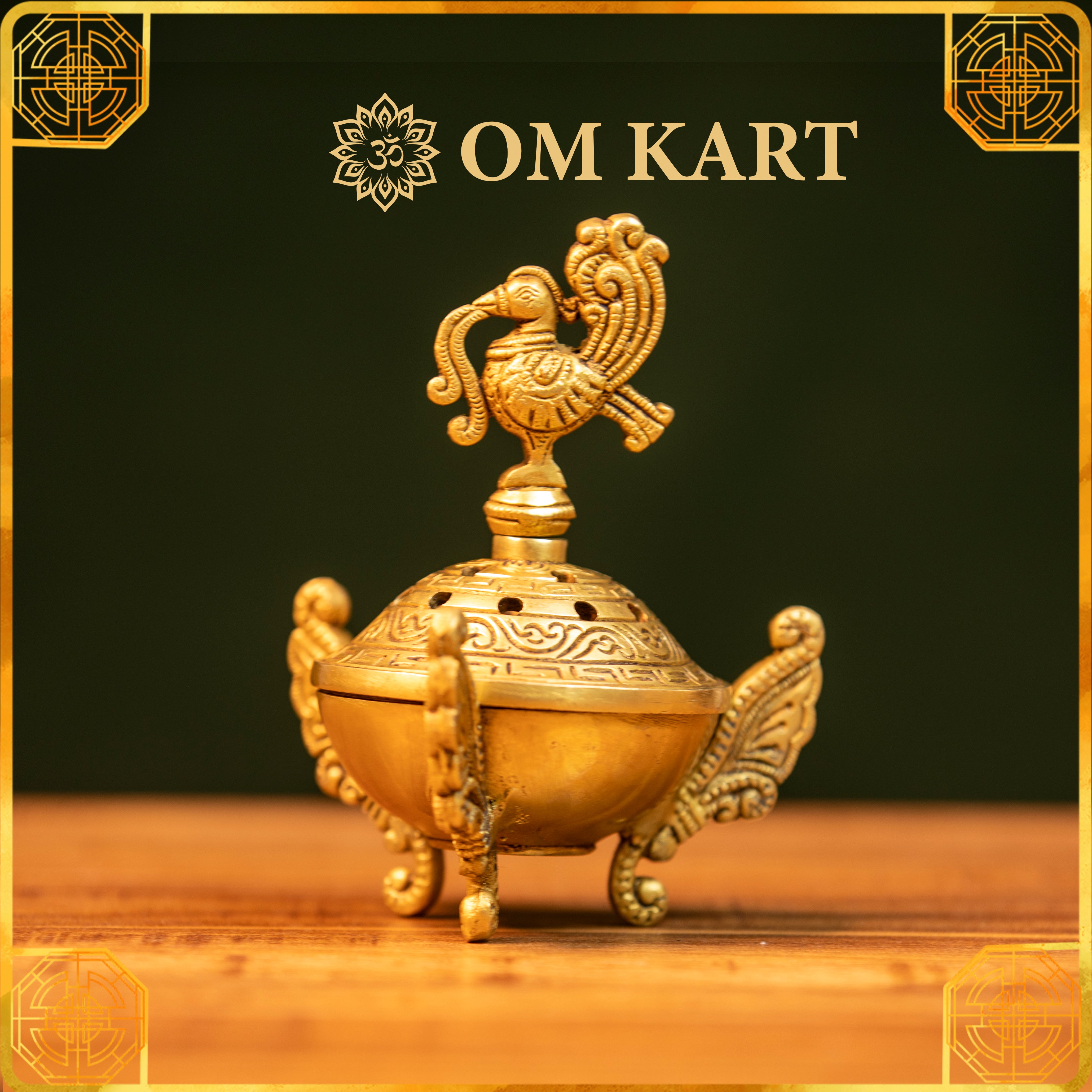 Pure Brass Peacock Design Incense Holder