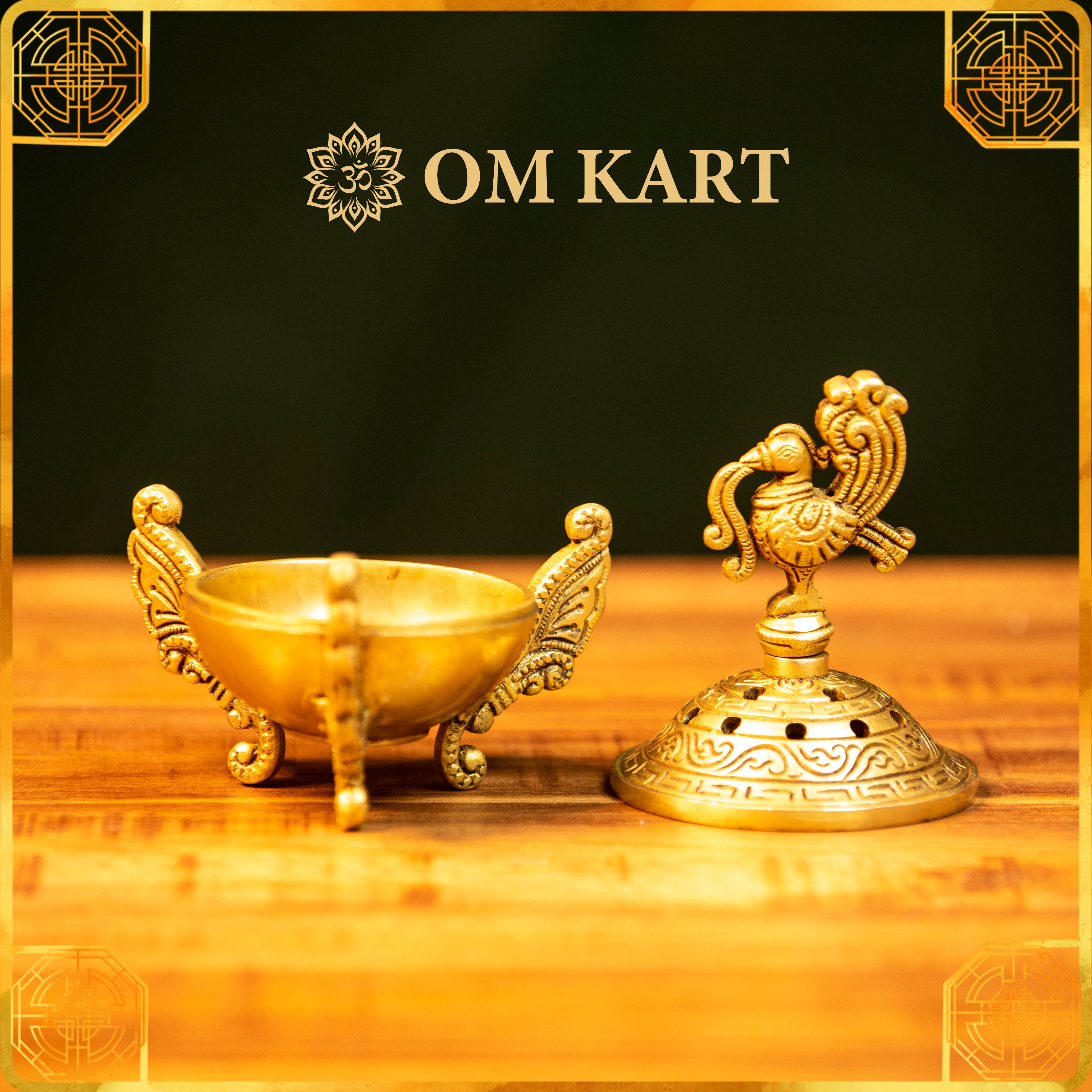 Pure Brass Peacock Design Incense Holder