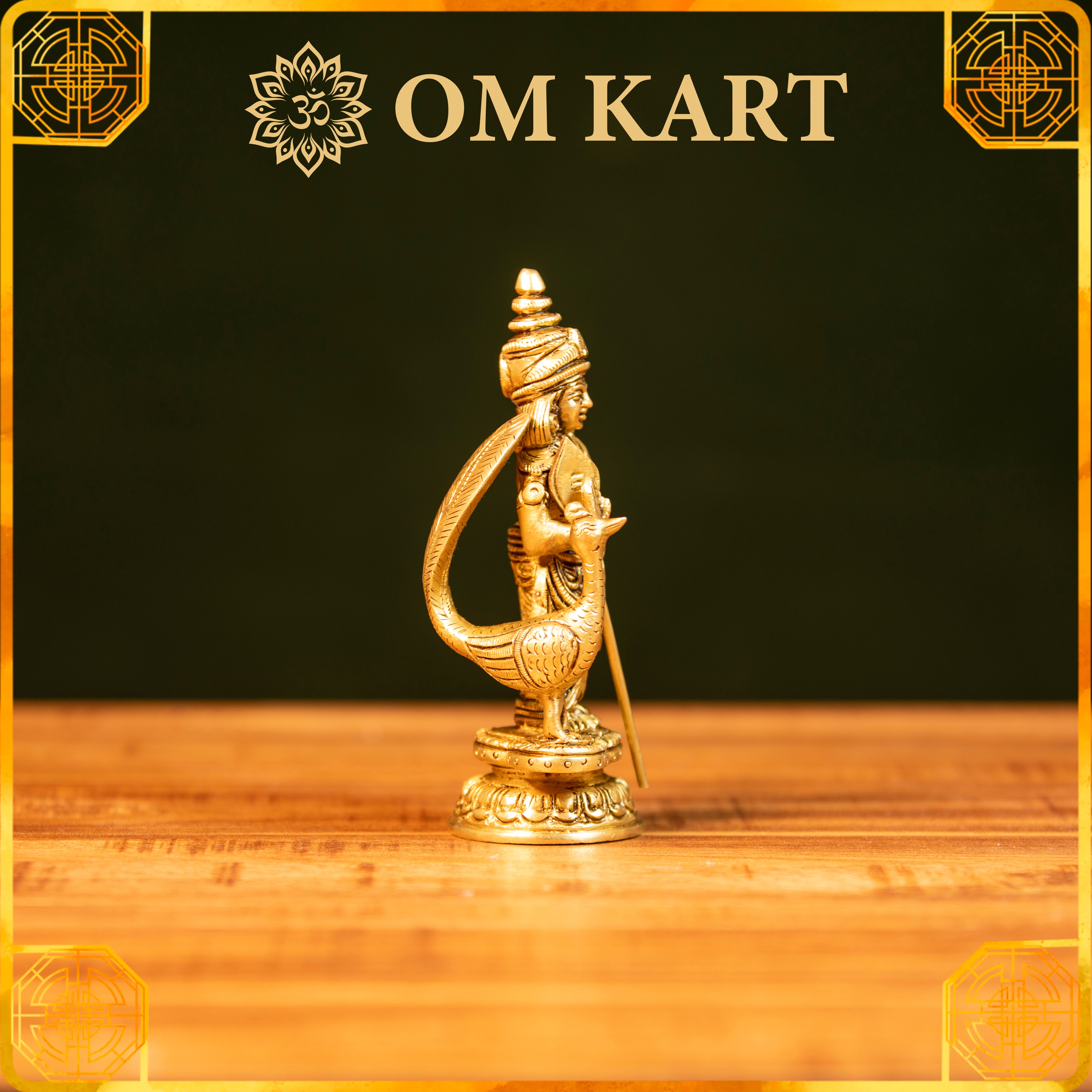 Pure Brass Lord Murugan Idol with Peacock