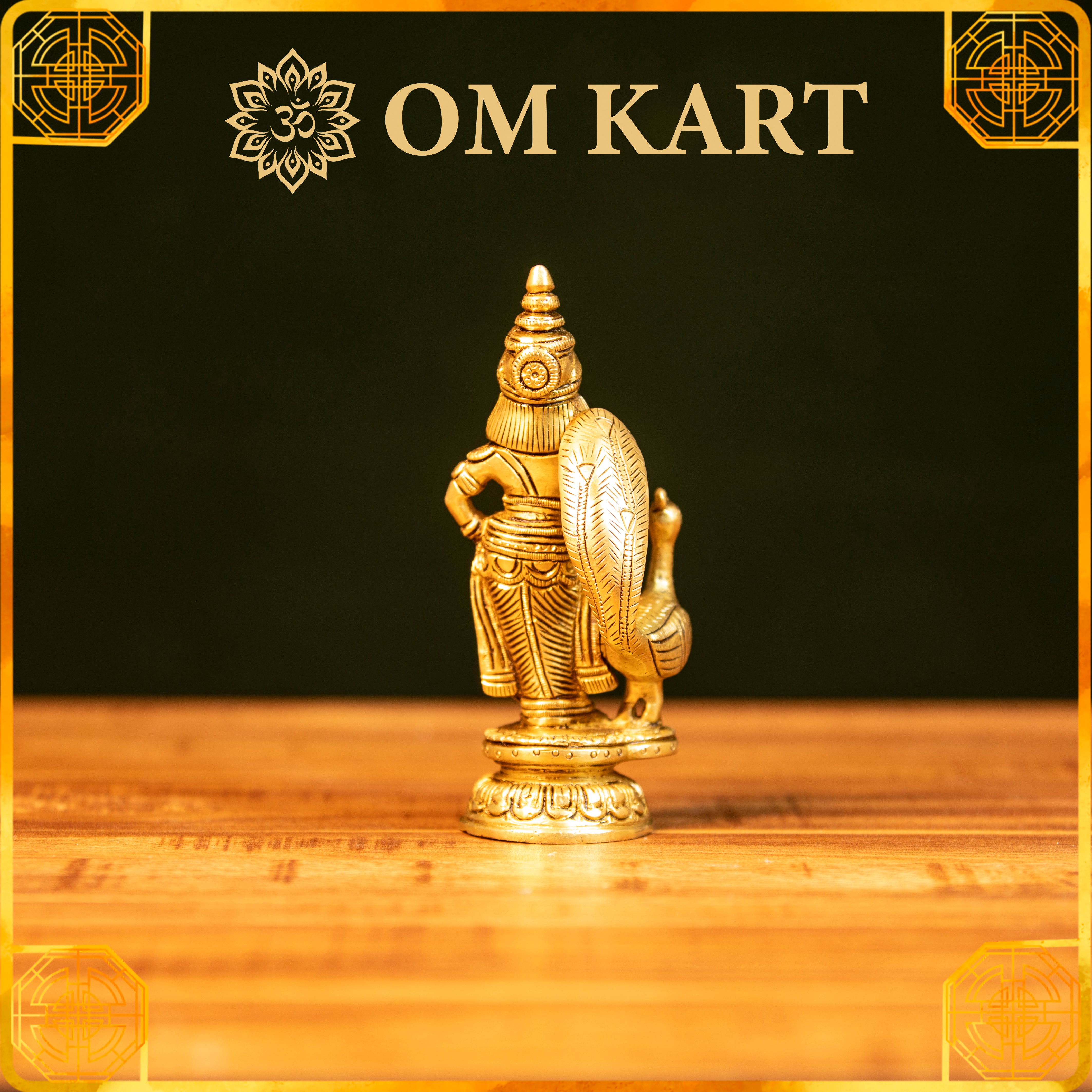 Pure Brass Lord Murugan Idol with Peacock