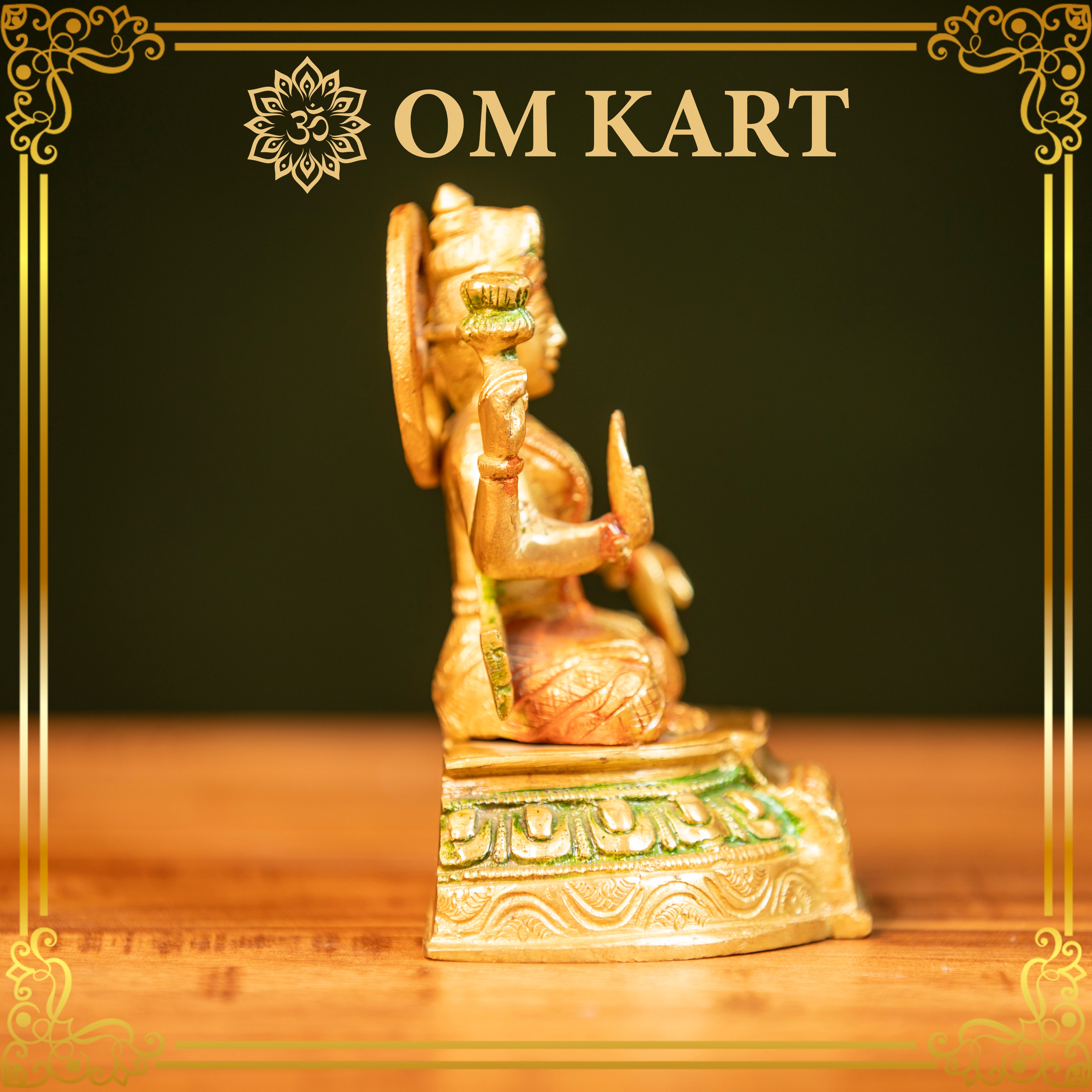Hand-Painted Pure Brass Goddess Lakshmi Idol