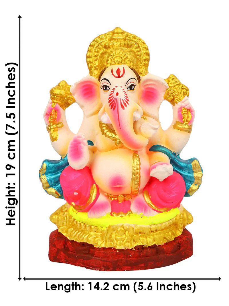 7.5 Inch Devendrashika Eco-Friendly Ganesha Idol Padmasana Pose