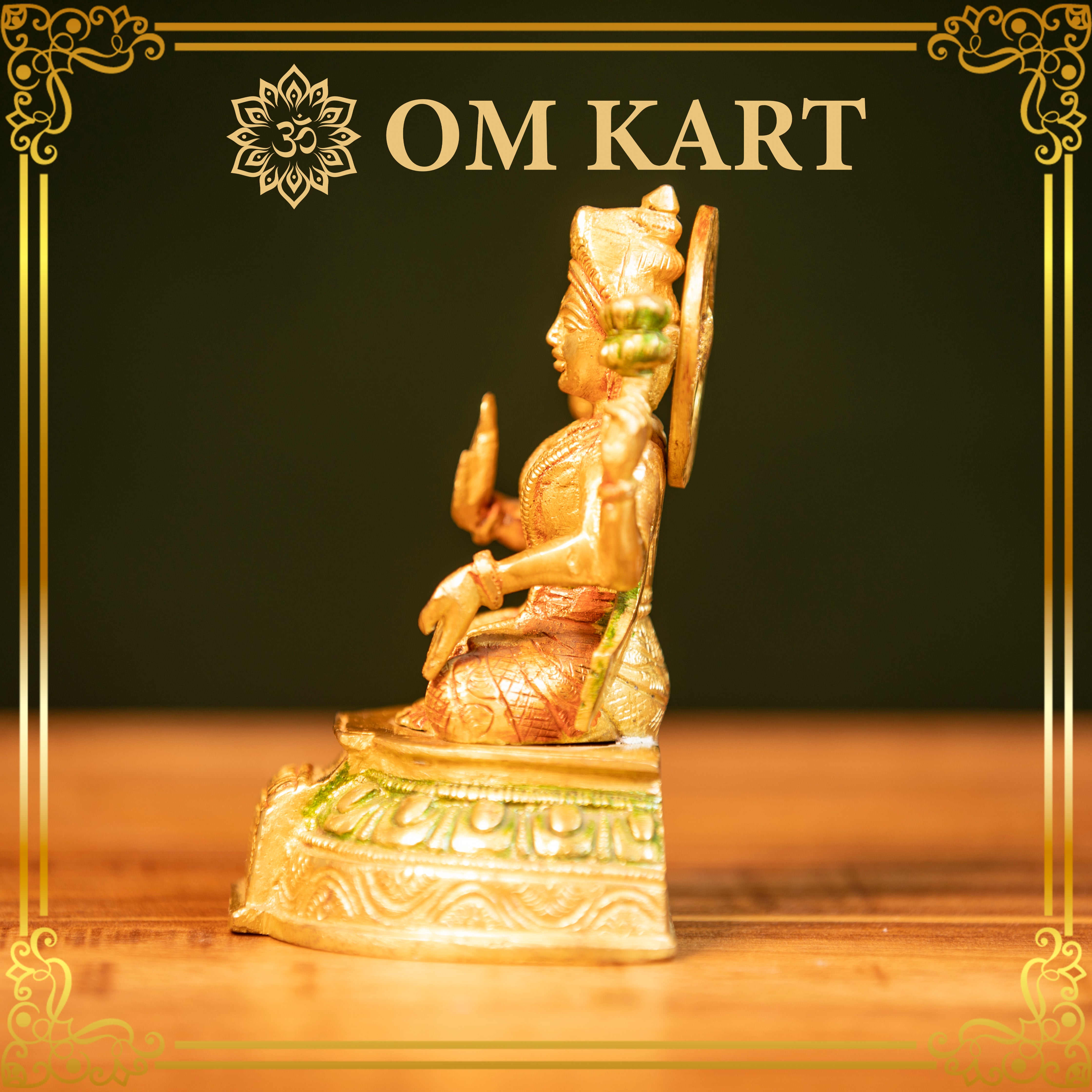 Hand-Painted Pure Brass Goddess Lakshmi Idol