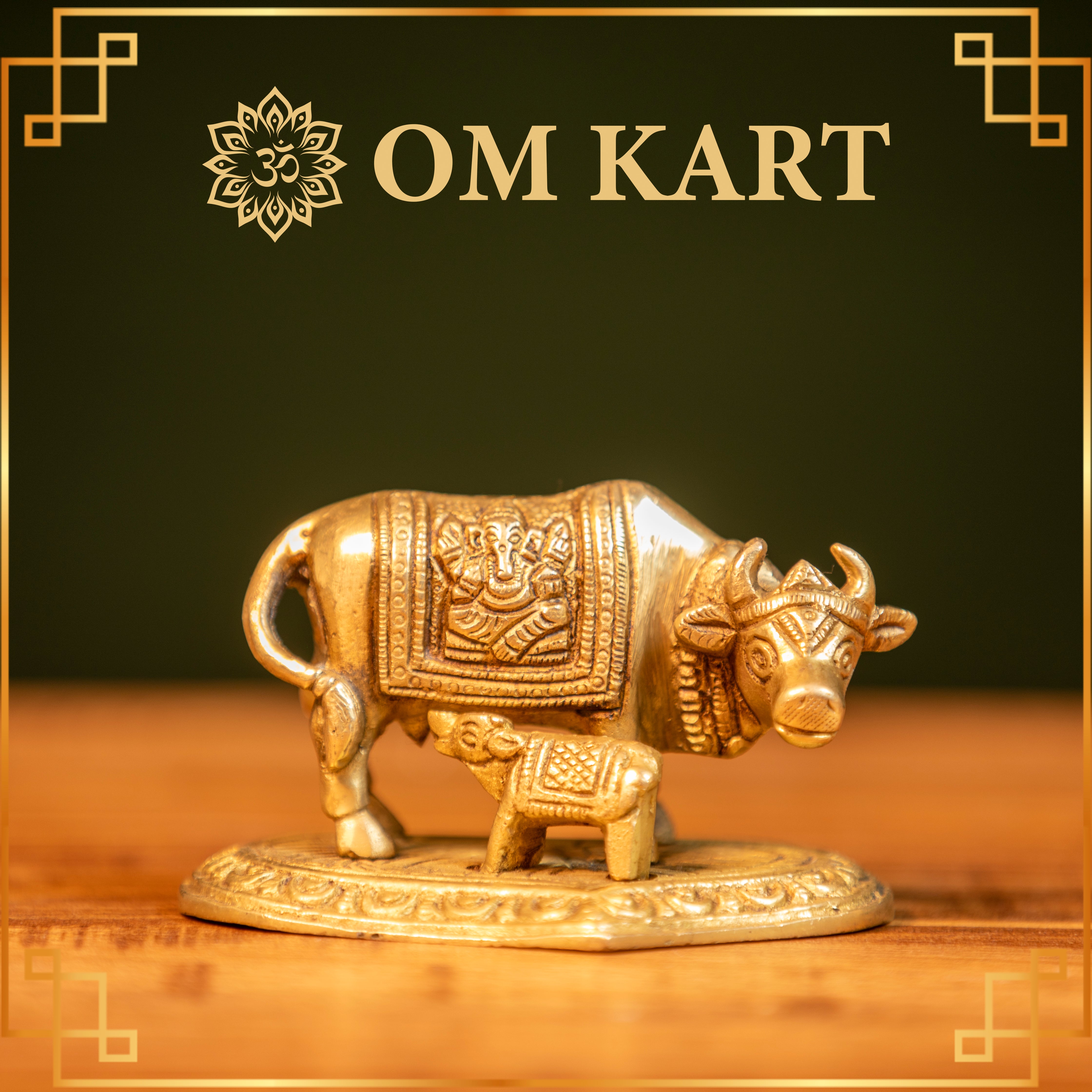 Pure Brass Kamadhenu Cow with Calf Idol
