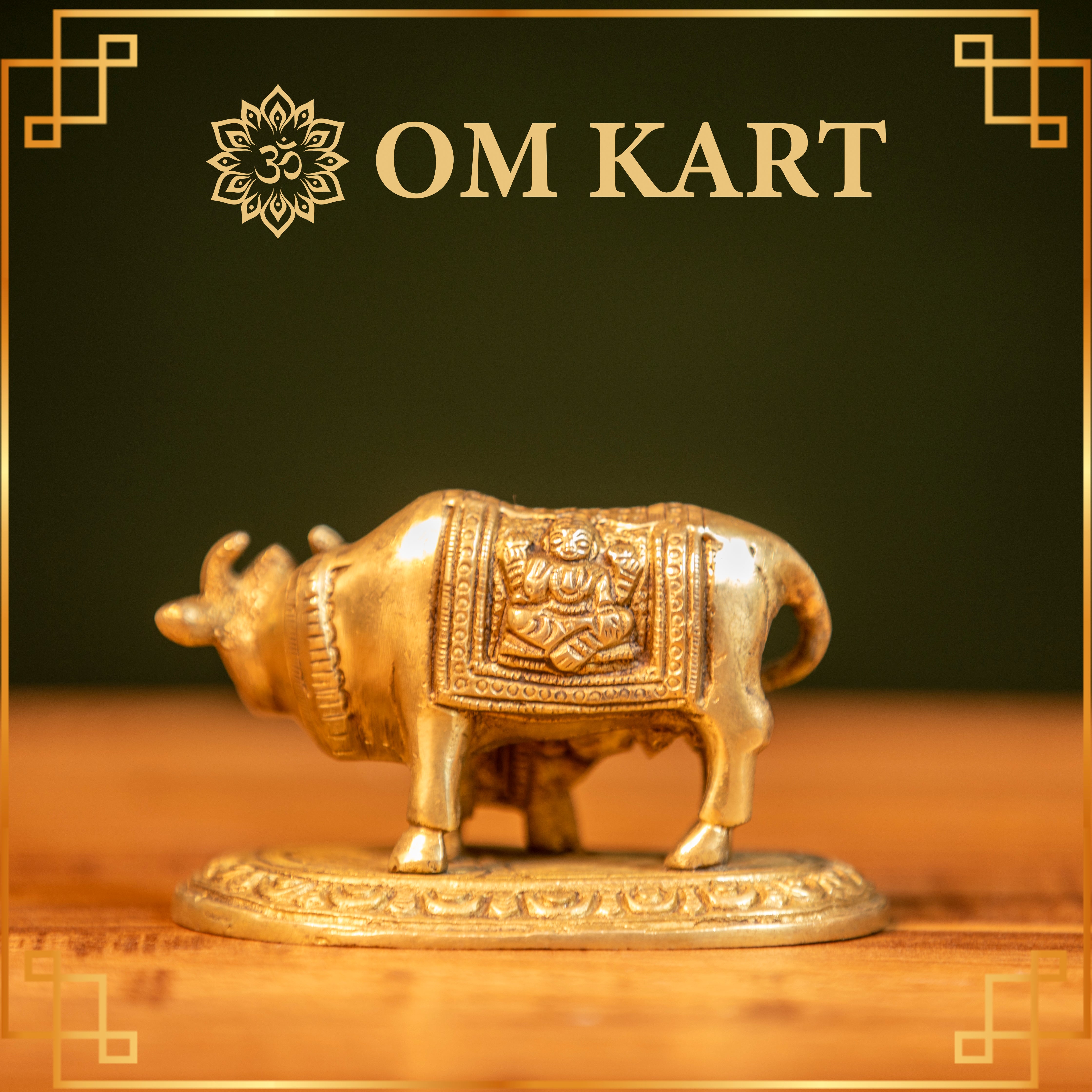Pure Brass Kamadhenu Cow with Calf Idol