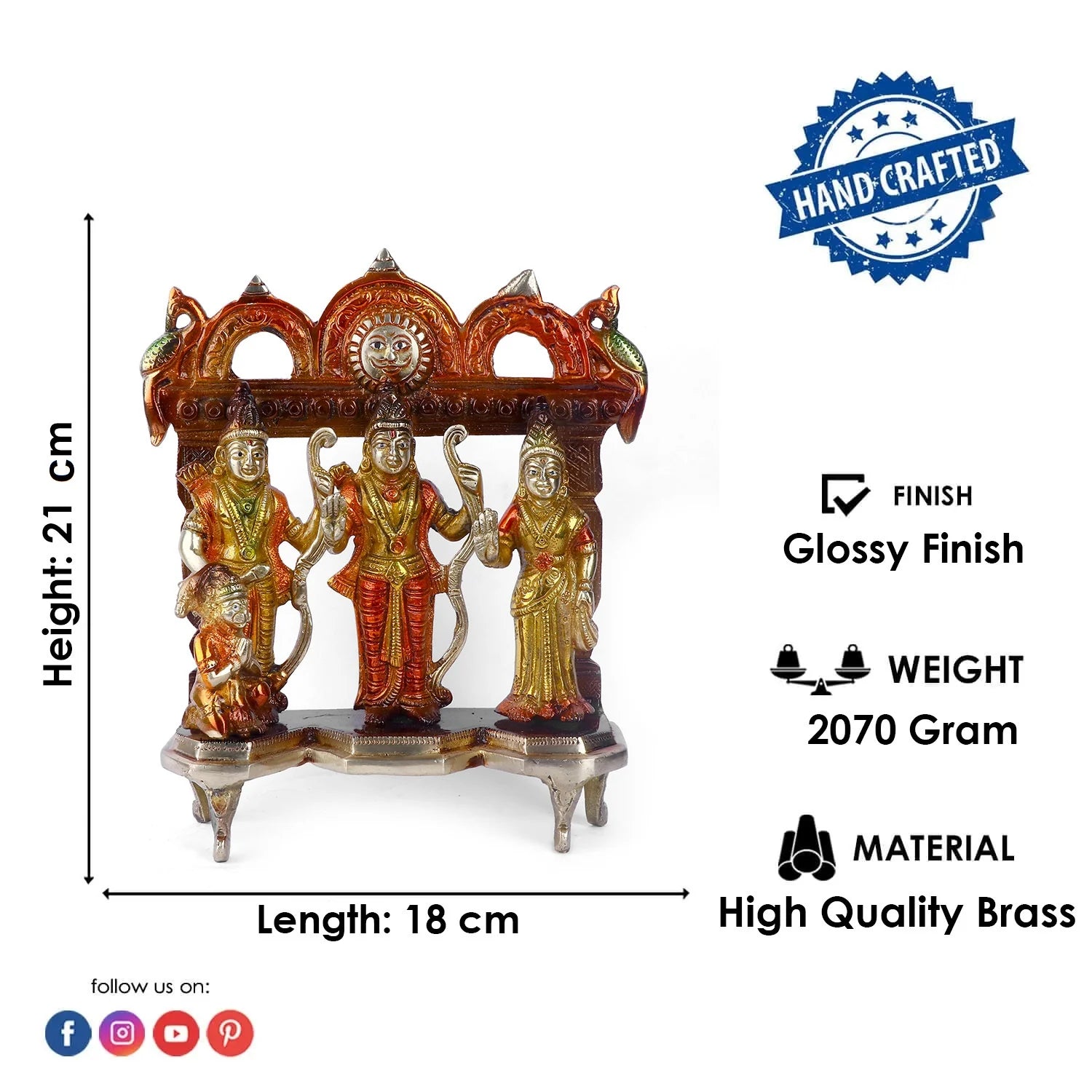 Elegant Brass Colorful Ram Darbar Idol