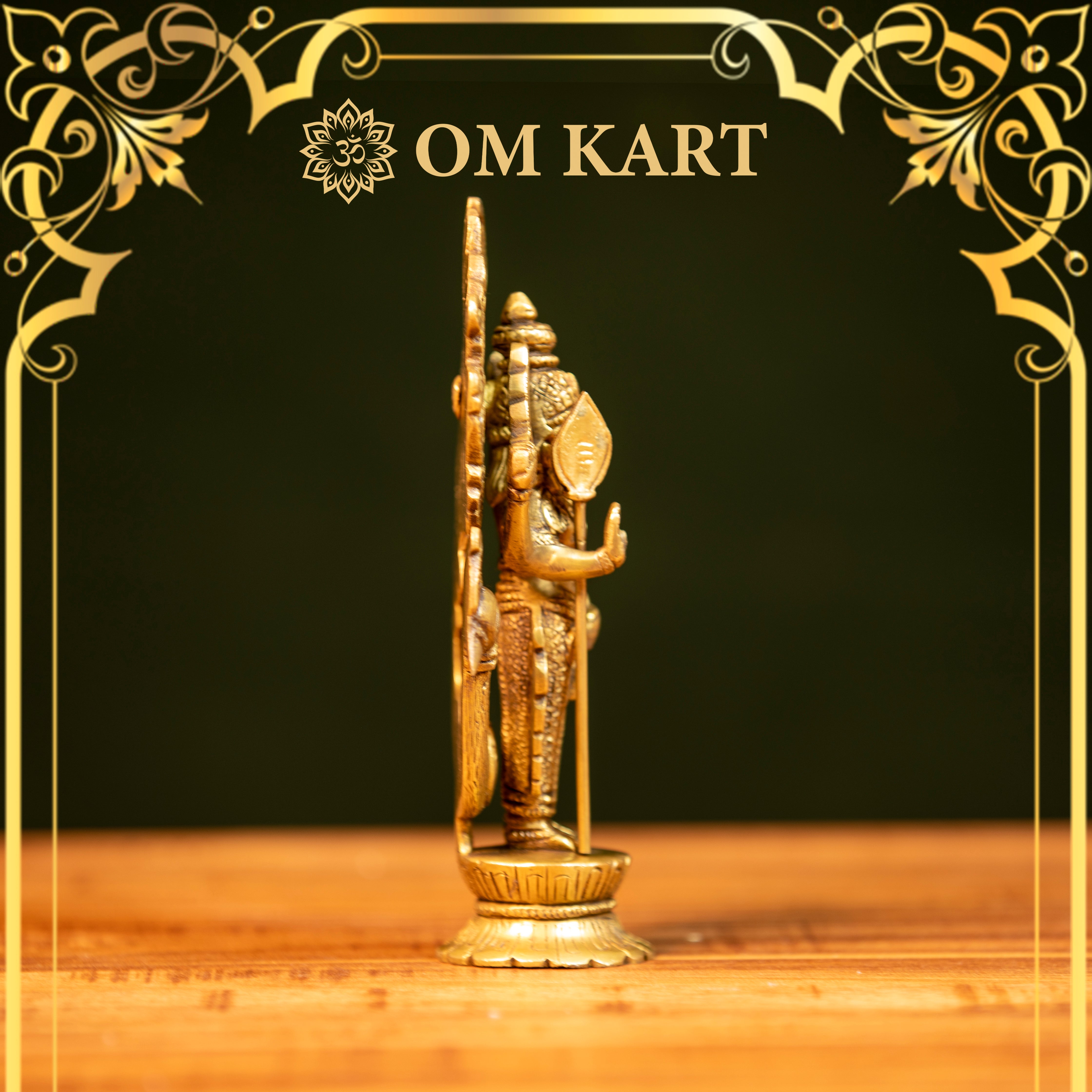 Pure Brass Lord Murugan Idol with Intricate Peacock Design