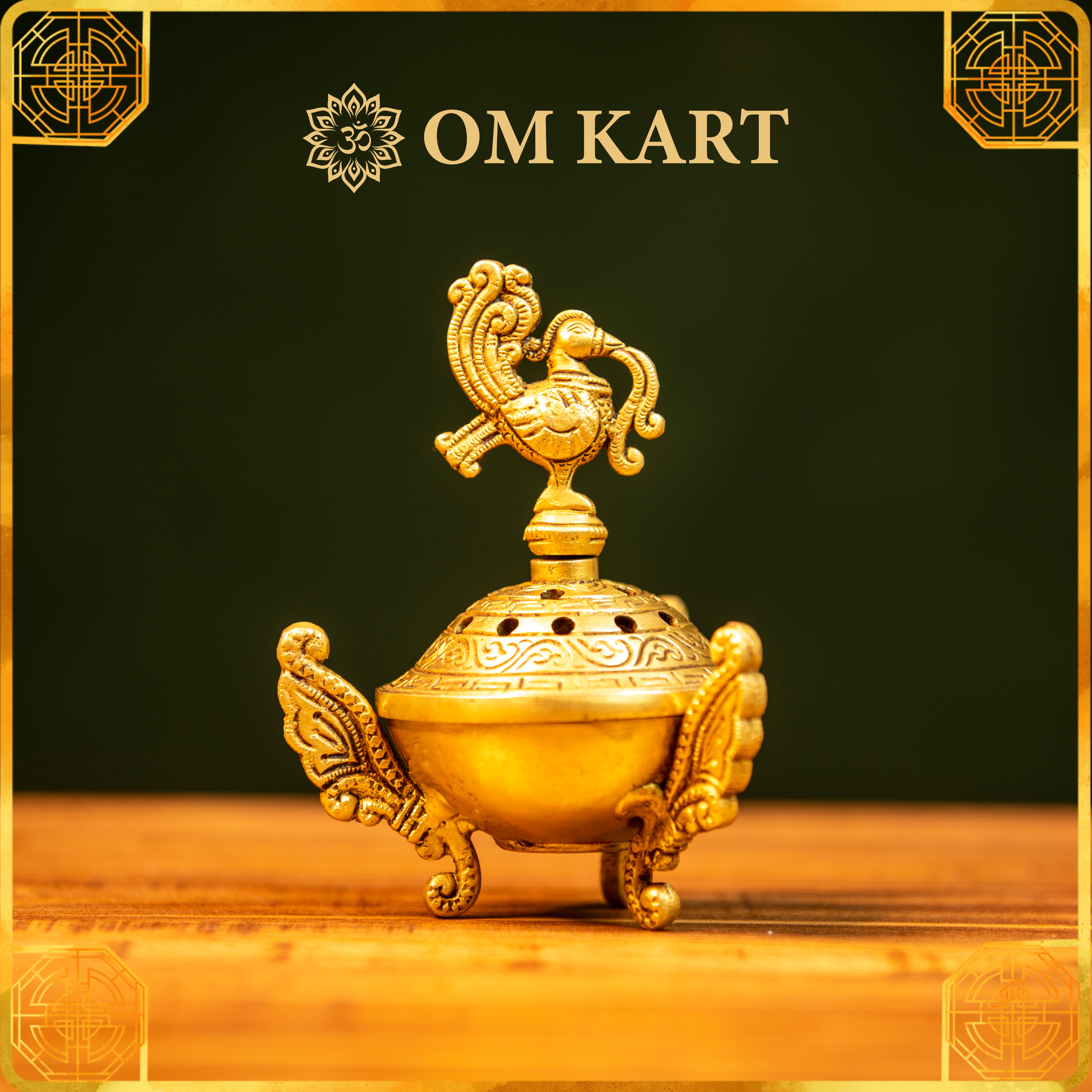 Pure Brass Peacock Design Incense Holder