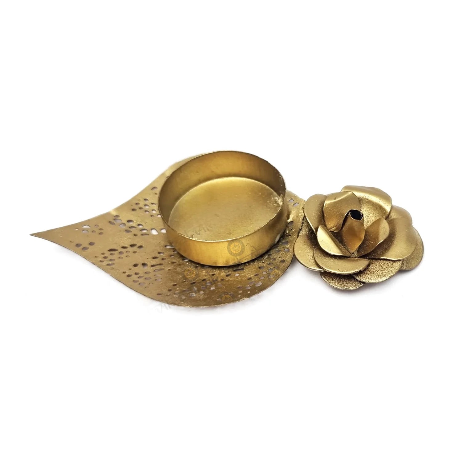 Decorative Rose Leaf Metal Tea Light Holder