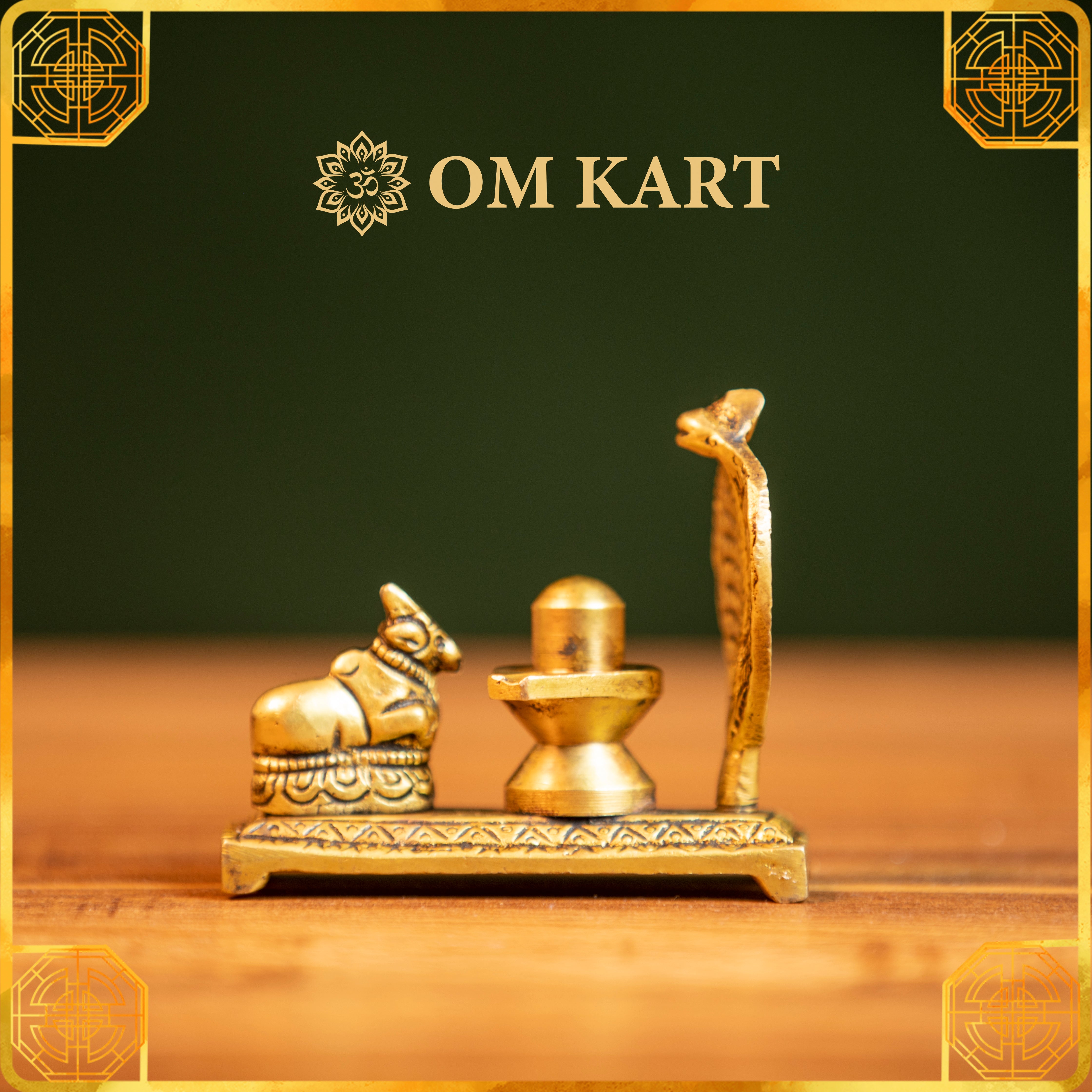 Pure Brass Shivling with Nandi and Naag Idol