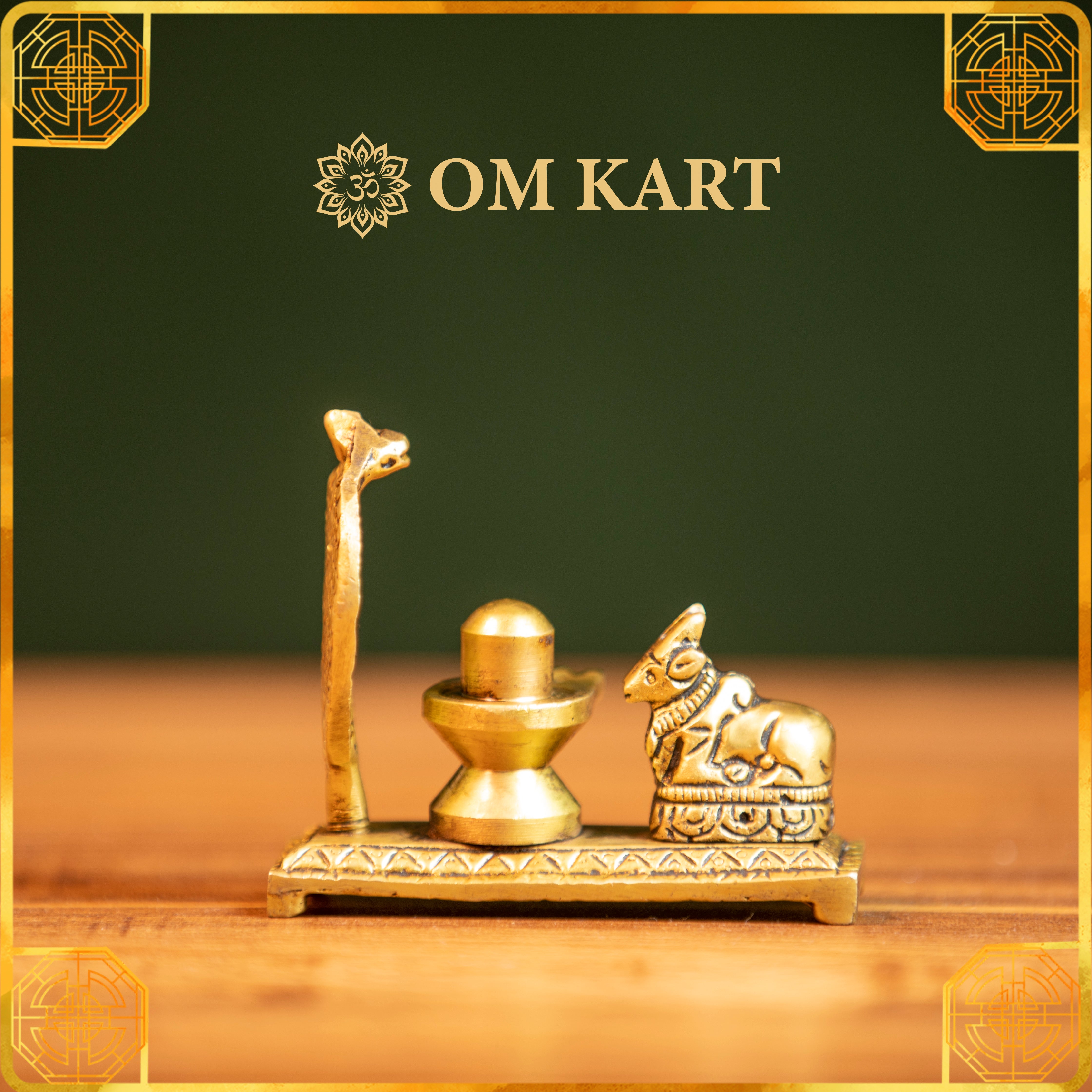 Pure Brass Shivling with Nandi and Naag Idol