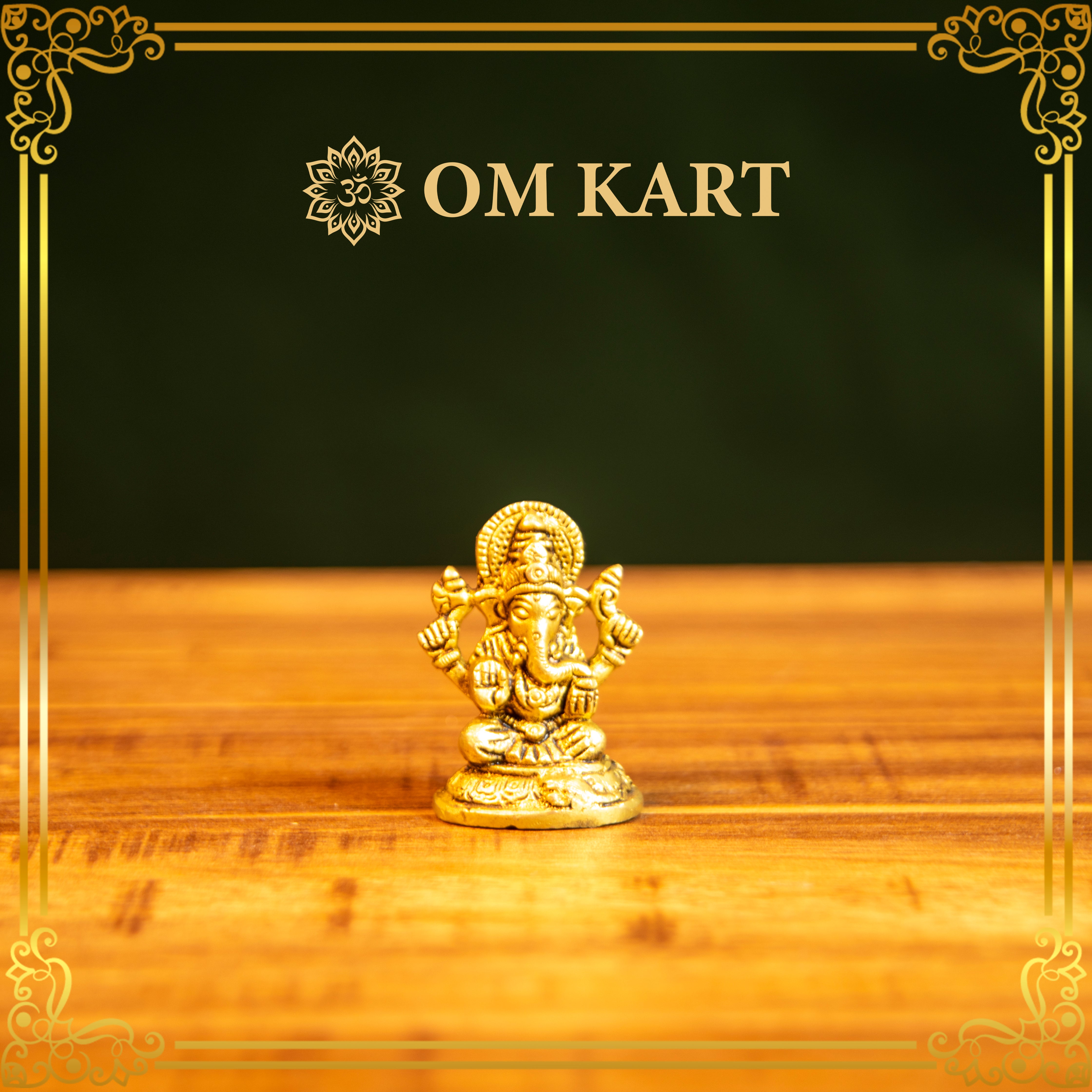 Pure Brass Decorative Ganesh Idol - Miniature