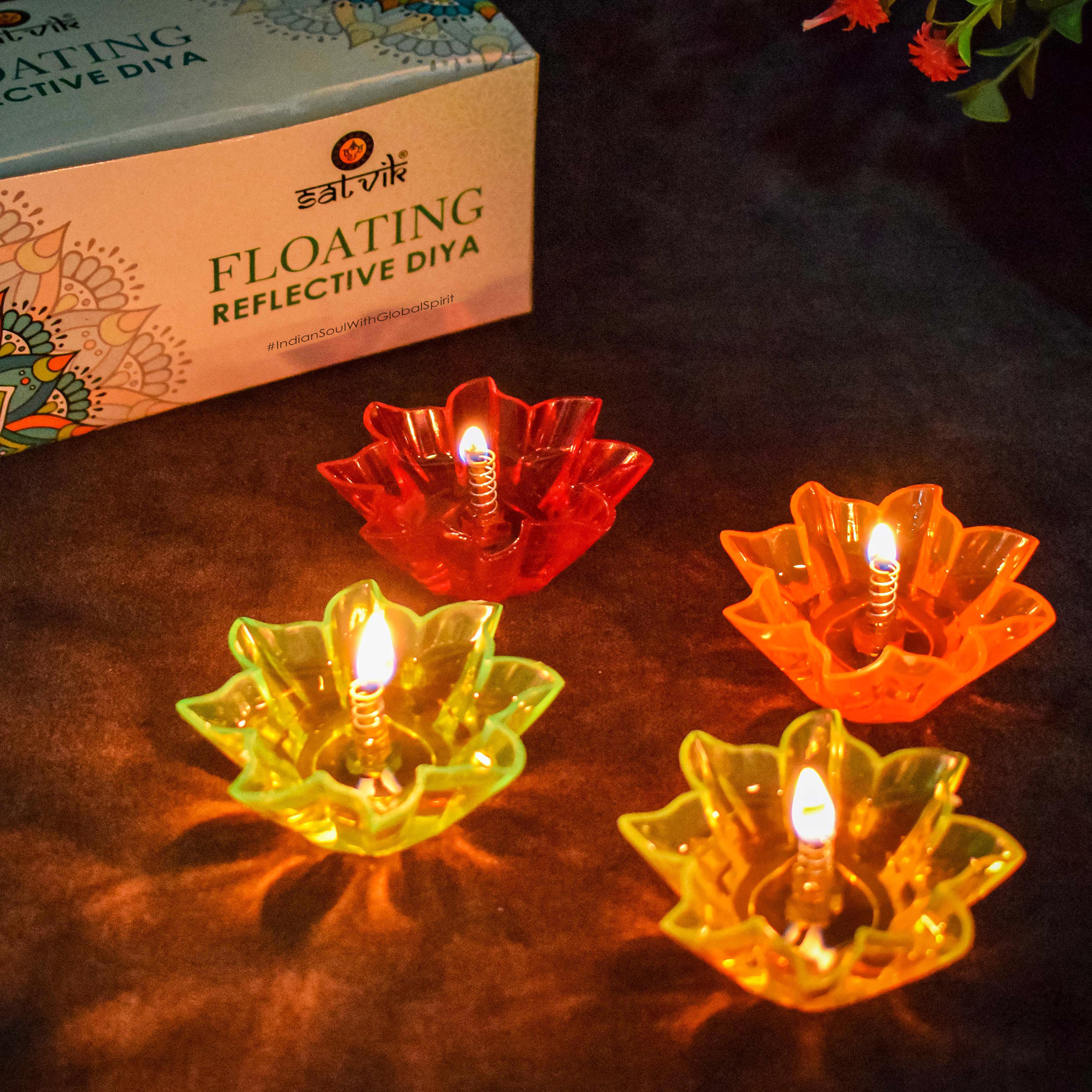 12 Pc Reflective Floating Diwali Diya