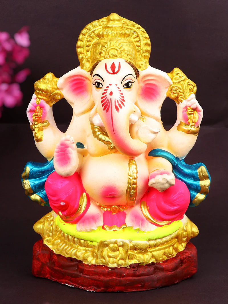 7.5 Inch Devendrashika Eco-Friendly Ganesha Idol Padmasana Pose