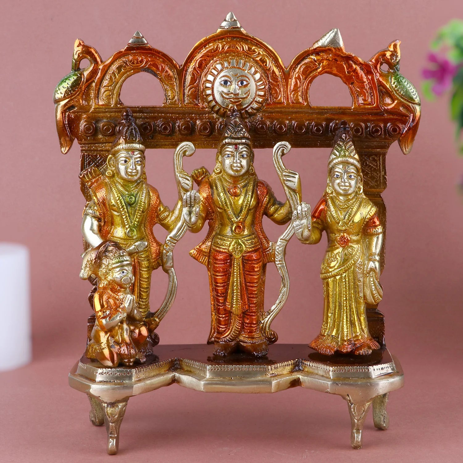 Elegant Brass Colorful Ram Darbar Idol