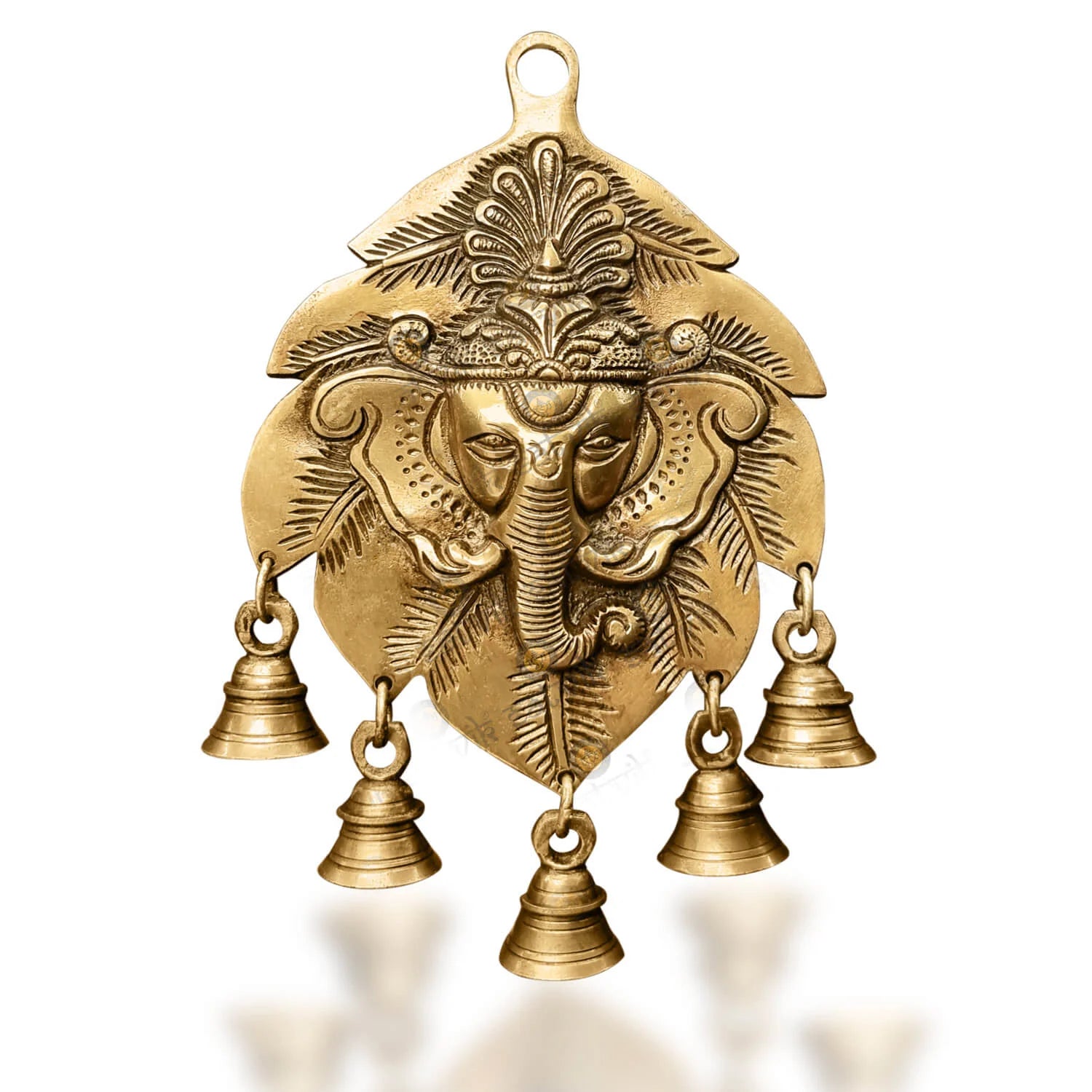 Brass Decorative Ganesh Wall Hanging (Leaf Shape)