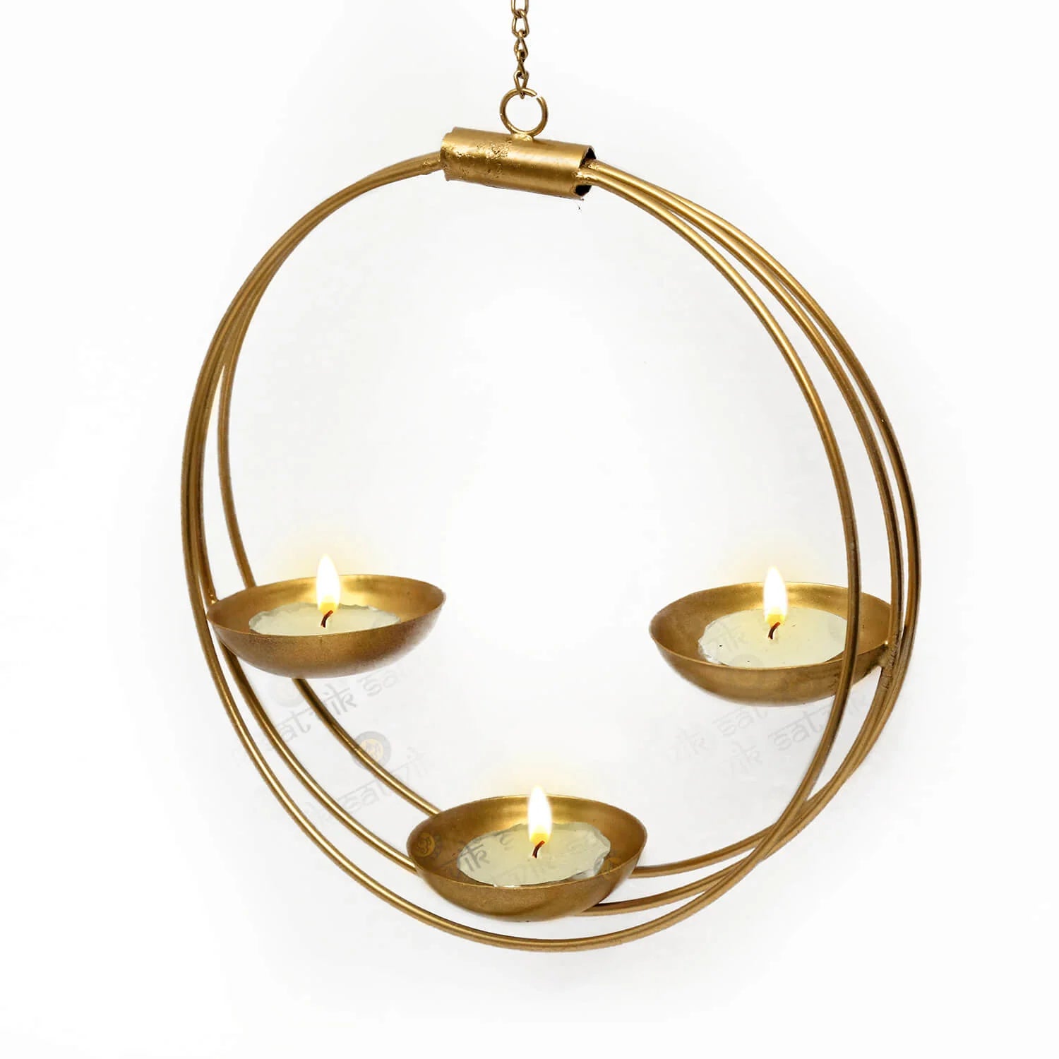 Ameya Metal Wall Hanging Tea Light Candle Holder (Round)