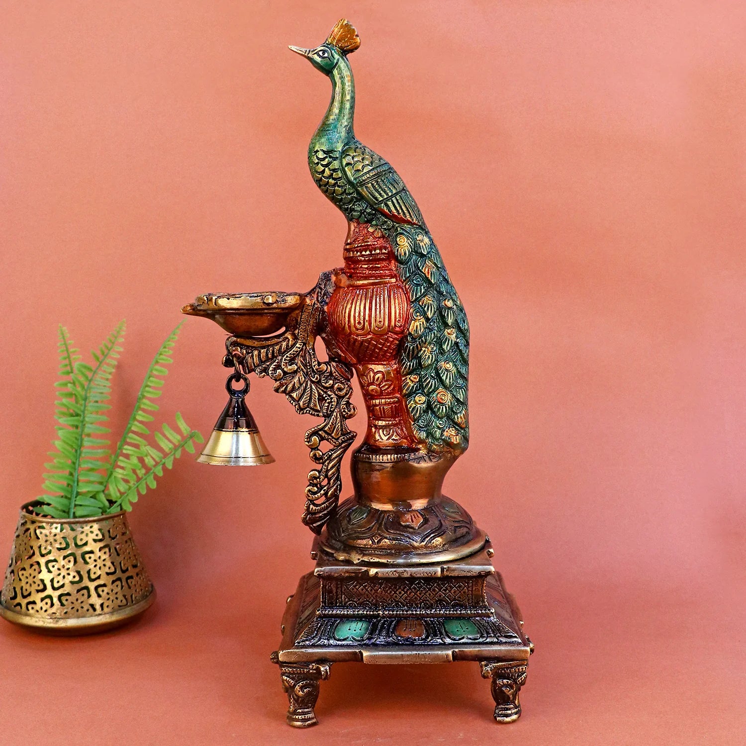 Brass Peacock Diya Stand