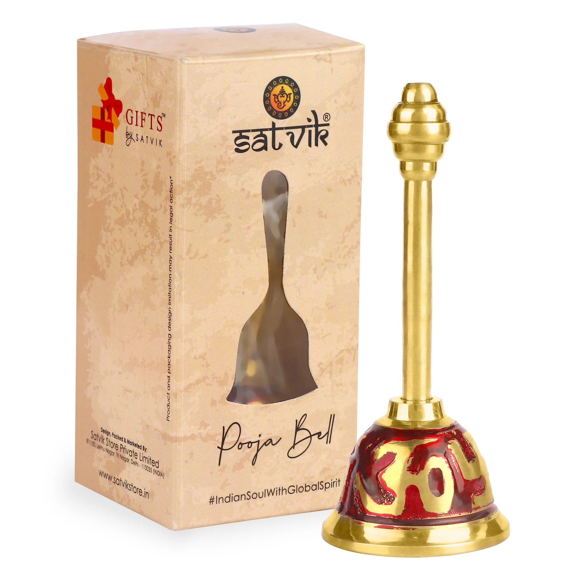 Om Swastik Brass Puja Red Bell