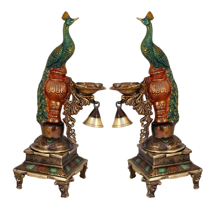 Brass Peacock Diya Stand